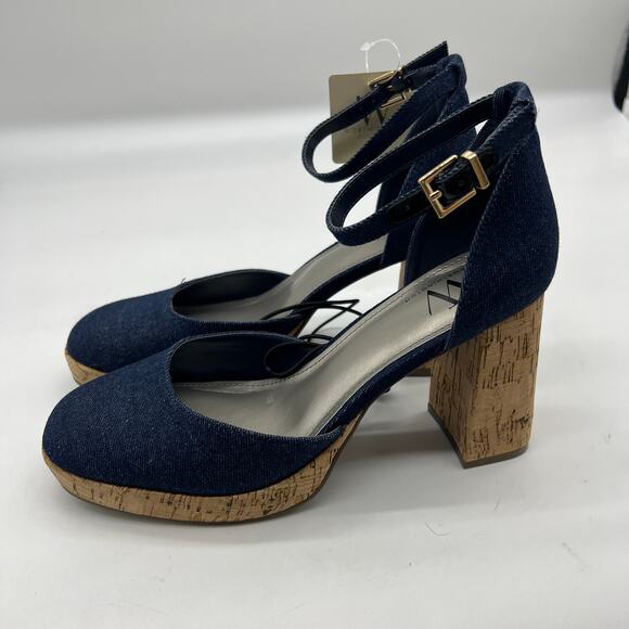Worthington Womens Panama Block Heel Pumps Denim Size 7.5M - Picture 2 of 11